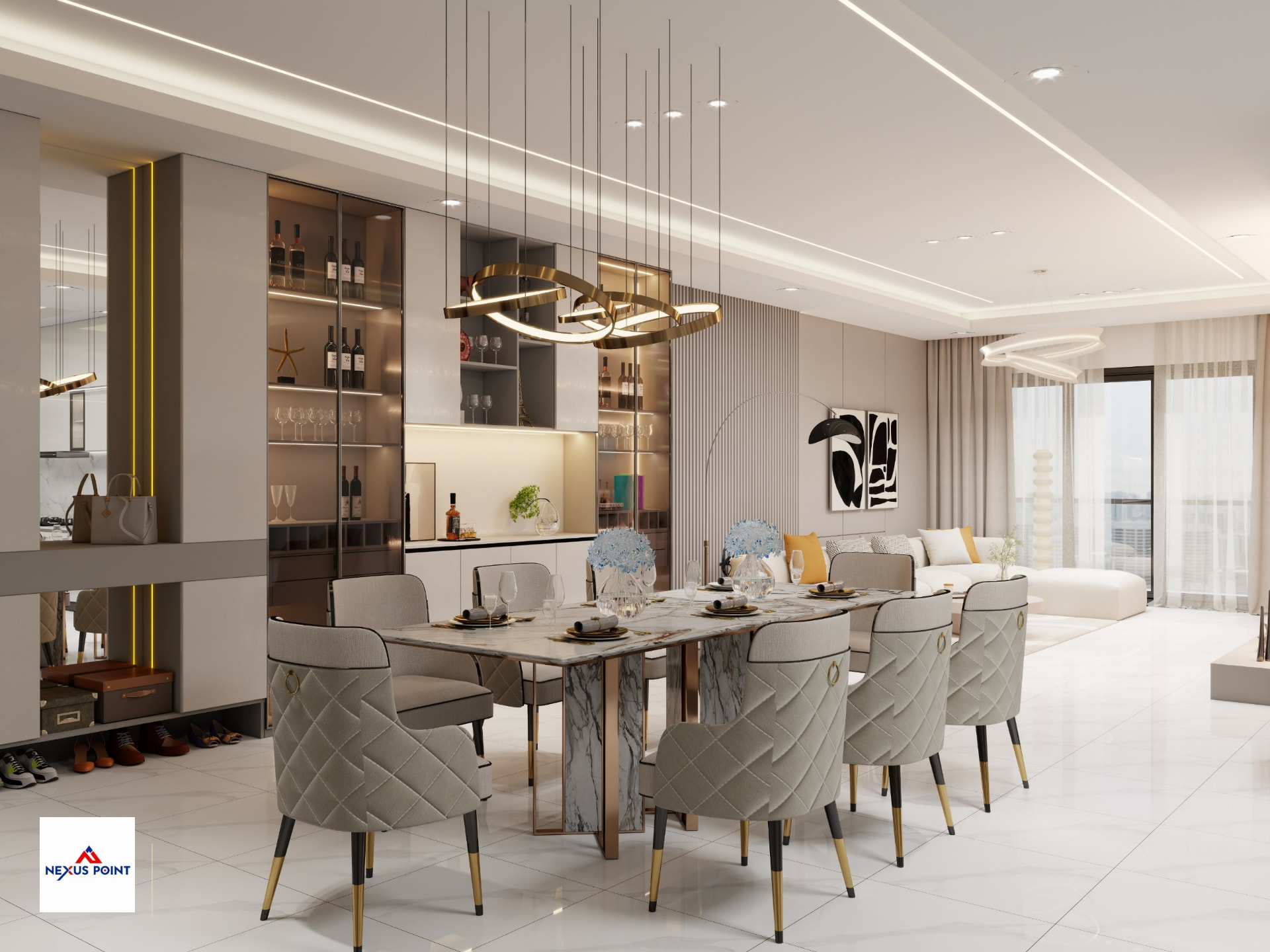 Modern open-plan dining and kitchen space